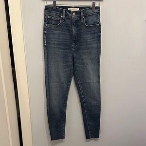 Denim Forum High-Rise Skinny Jeans in Dark Blue
